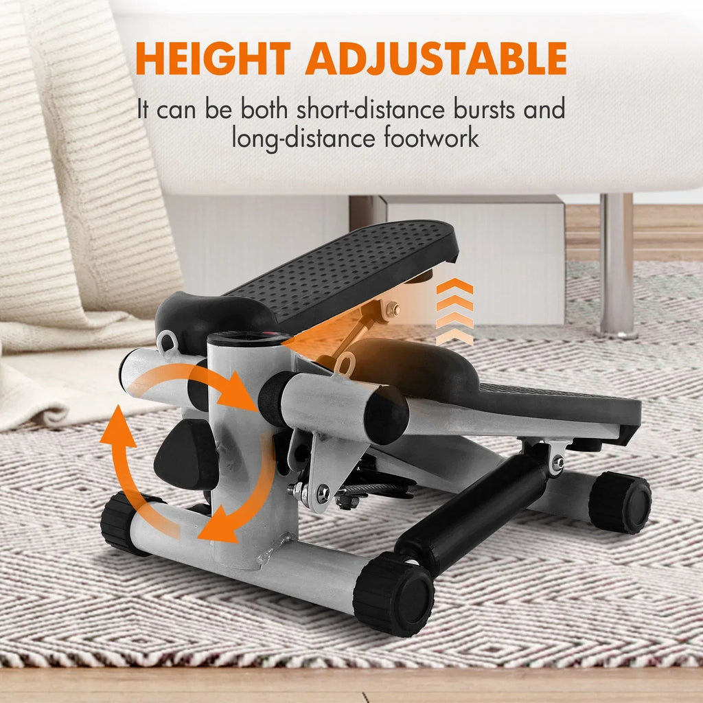 Stepper for Exercise; Stair Stepper Cardio Equipment with Resistance Bands; Mini Stepper Adjustable Stride Height Gray