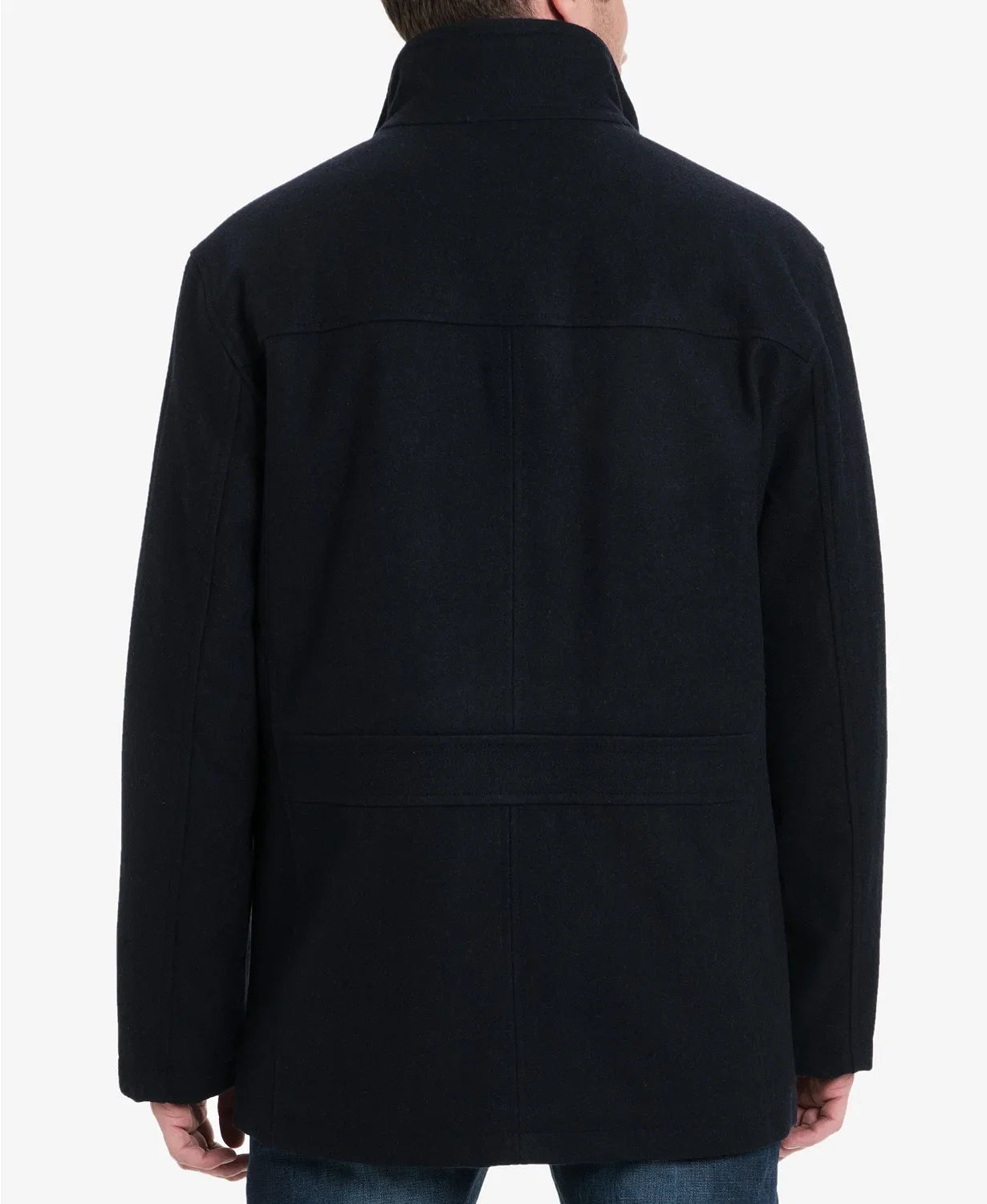 London Fog Men's Wool Blend Button Front Car Coat; Charcoal; Medium