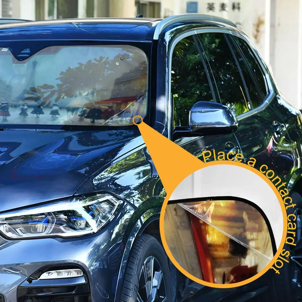 Wellsay Old Paris Landscape Car Windshield Sun Shade;oldable Visor Protector Keep Cool Sunshade Blocks UV Rays and Accessories to Protect for Cars;SUVs;Trucks-55×27.6in
