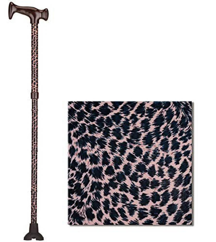 NOVA Folding Cane; Walking Cane with Quad Tip; Foldable & Adjustable Travel Cane; Leopard