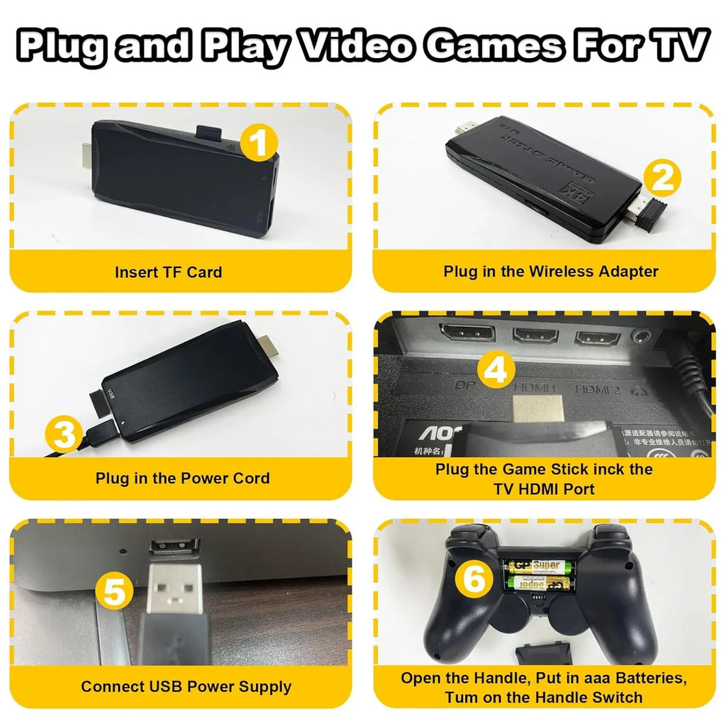 Retro Game Stick with Built-in 9 Emulators; Retro Gaming Console with 20;000+ Games; HDMI Output and 2.4GHz Wireless Controller for TV Plug and Play - Revisit Classic Games