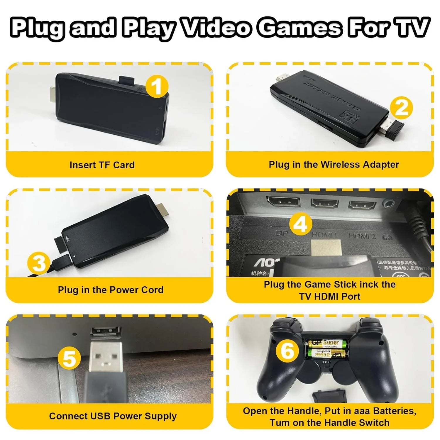 Retro Game Stick with Built-in 9 Emulators; Retro Gaming Console with 20;000+ Games; HDMI Output and 2.4GHz Wireless Controller for TV Plug and Play - Revisit Classic Games