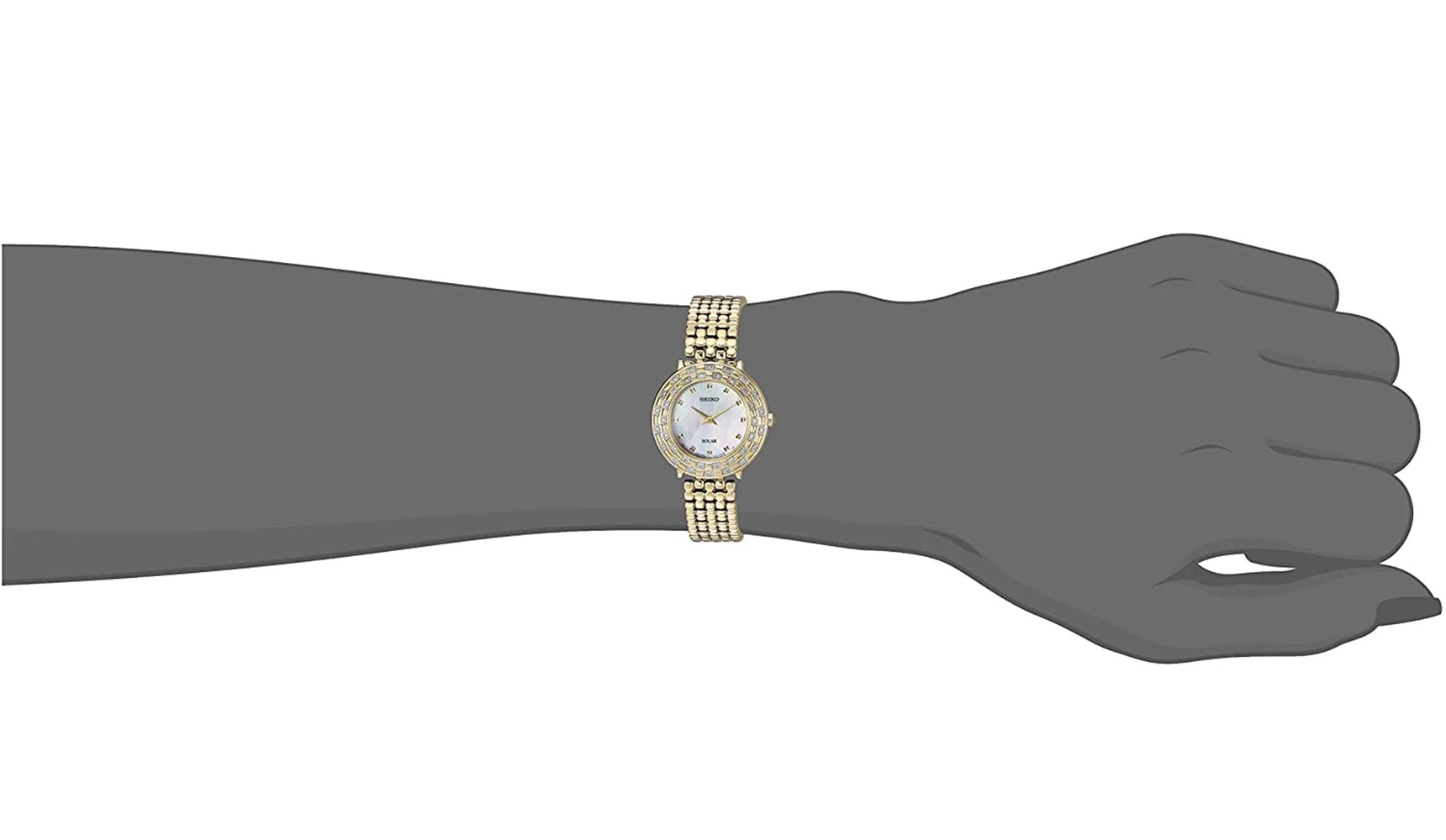 Seiko Women's Tressia Gold Tone Stainless Steel Solar Diamonds Watch SUP374