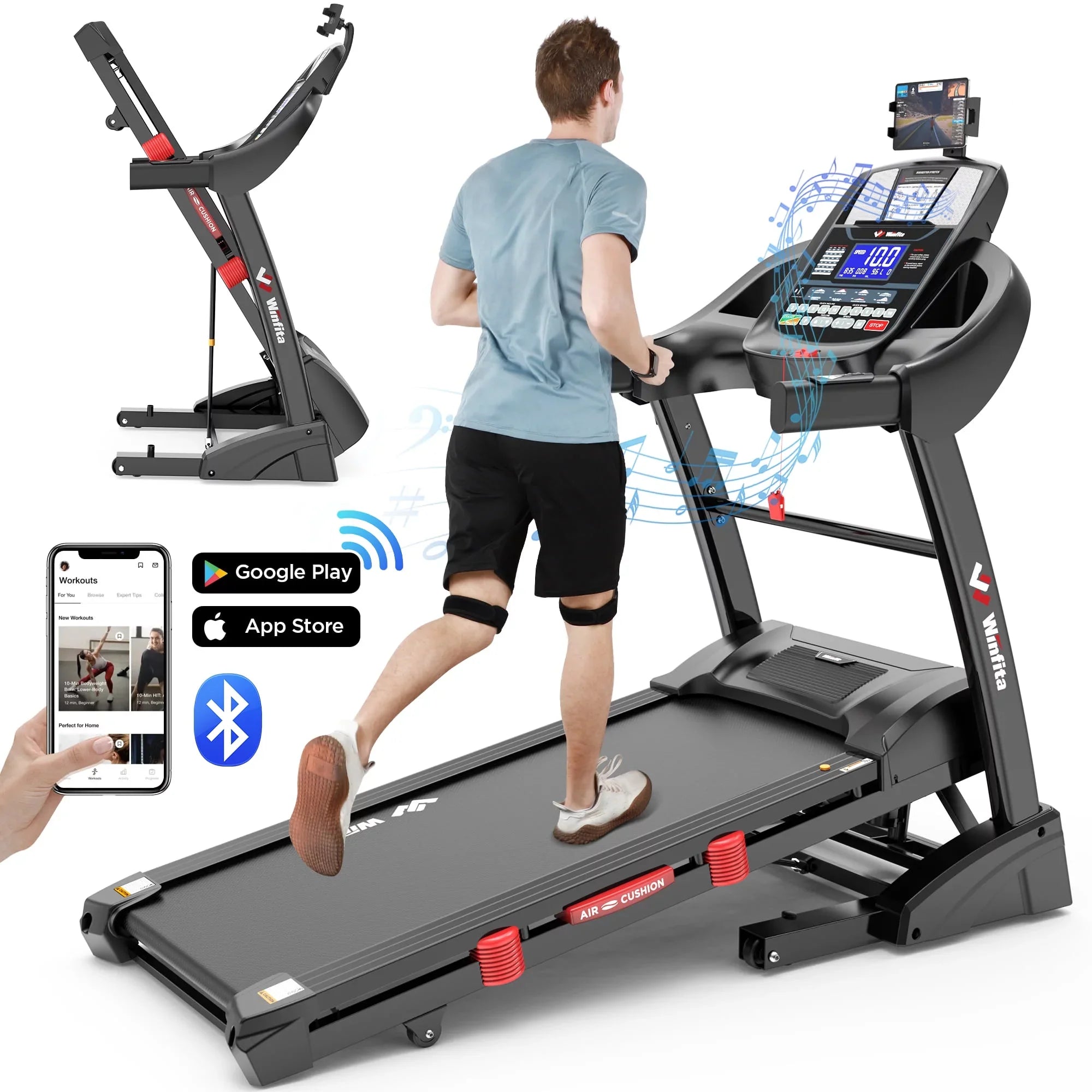 Famistar 4.5HP Folding Treadmill Clearance for Home with 15% Auto Incline 300 LBS Capacity Up to 10MPH Speed Running System
