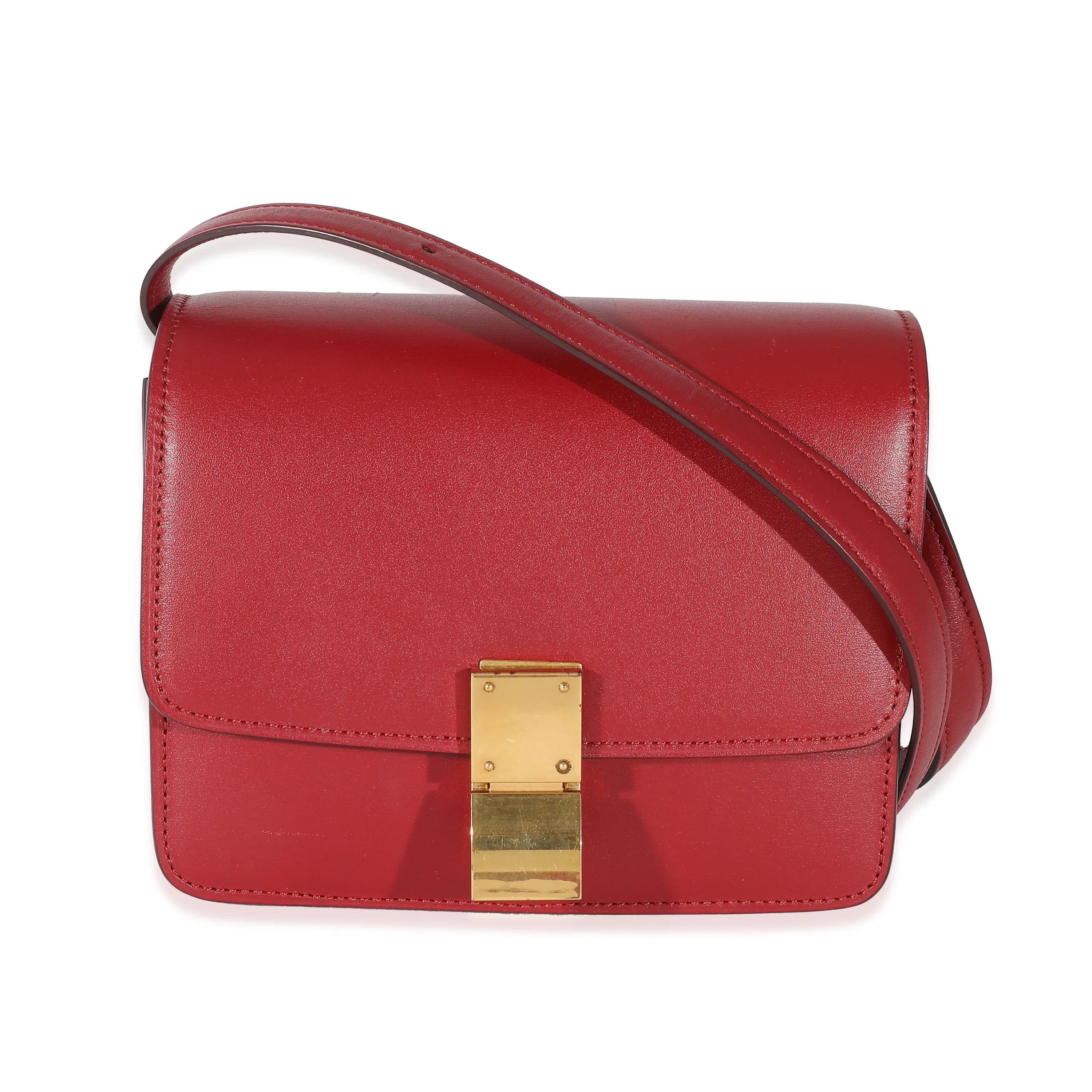 Celine Red Smooth Calfskin Small Classic Box Bag Pre-Owned