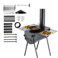 Portable Wood Stove Camping Hot Tent BBQ Stove 118 in for Outdoor w/ Hoses