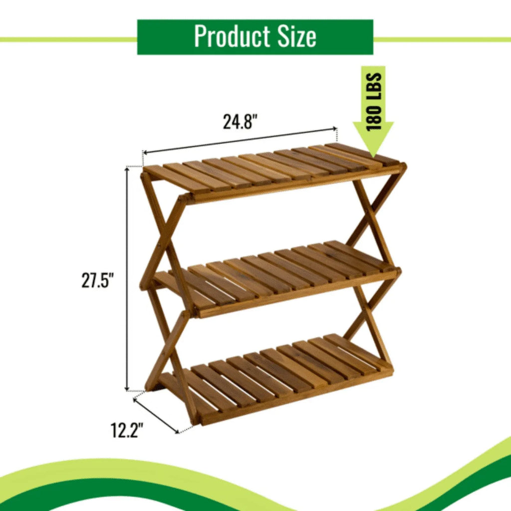 SinFoxeon Foldable multi-layer wooden shoe rack; multi-functional shoe rack freestanding shoe rack organizer