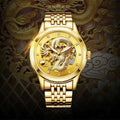 ENAPY Automatic Mechanical Steel Gold Dragon 30M Resistant Wrist Watch