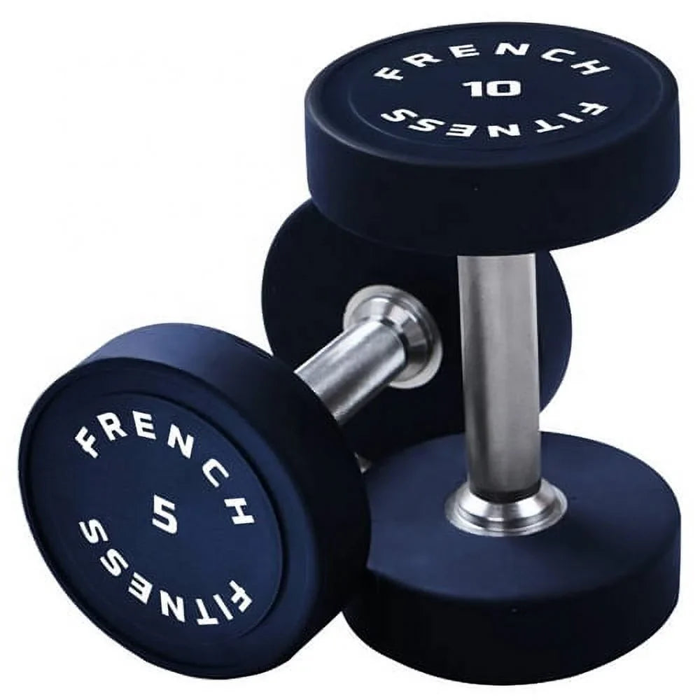 French Fitness Urethane Round Pro Style Dumbbell Set; 5-75 lbs (New)