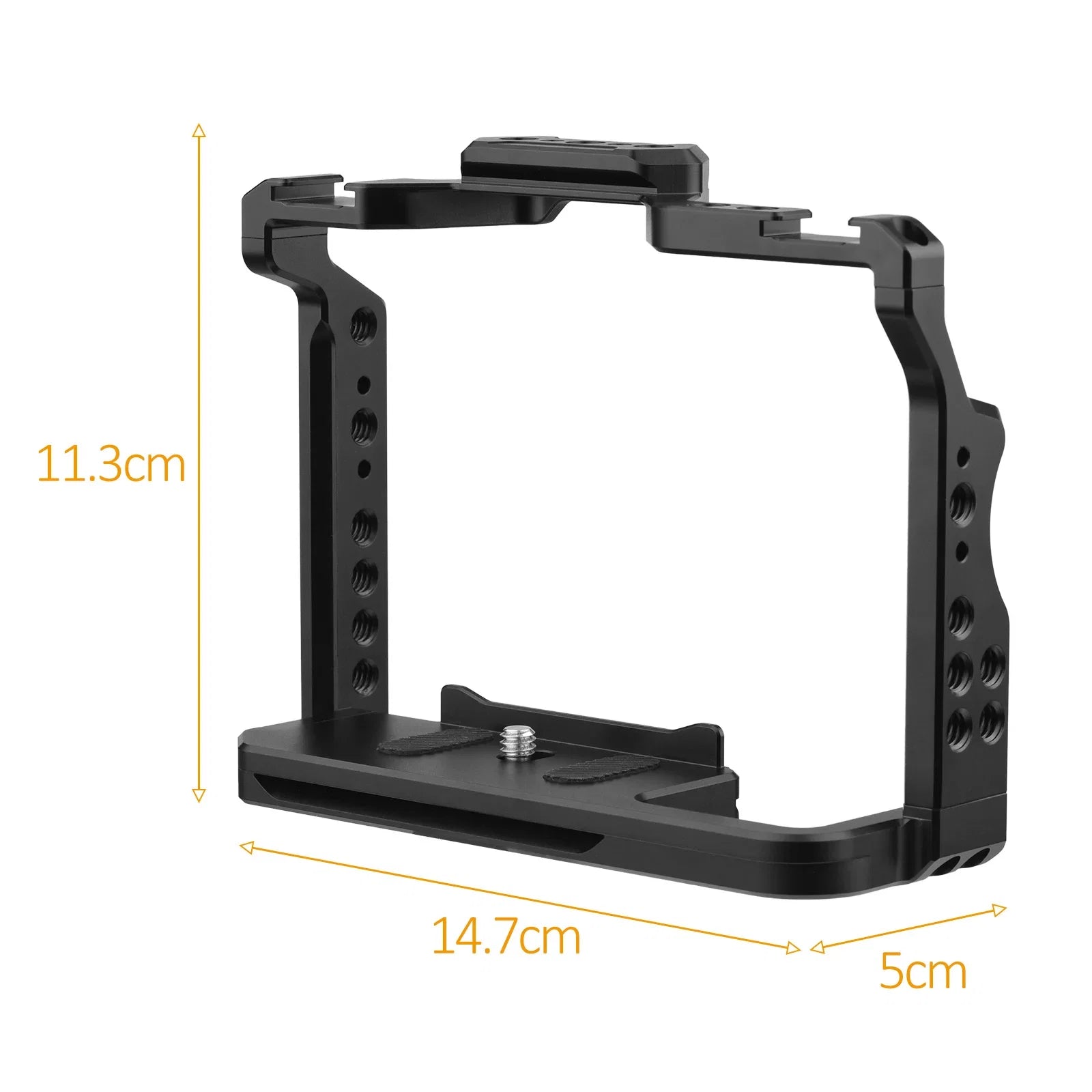 Andoer 2 Camera Cage; Aluminum Alloy Video Cage with Dual Cold Shoe Mounts; Sony A7R III/ A7R II/ A7S II Compatibility