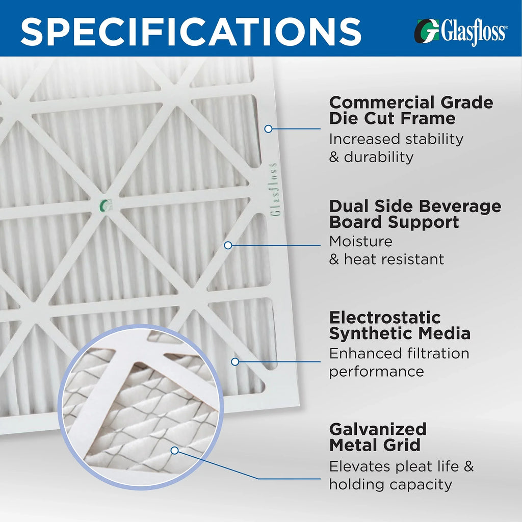 3 Pack of 14x25x2 MERV 11 Pleated 2" millimeter Air Filters by Glasfloss. Actual Size: 13-1/2 x 24-1/2 x 1-3/4