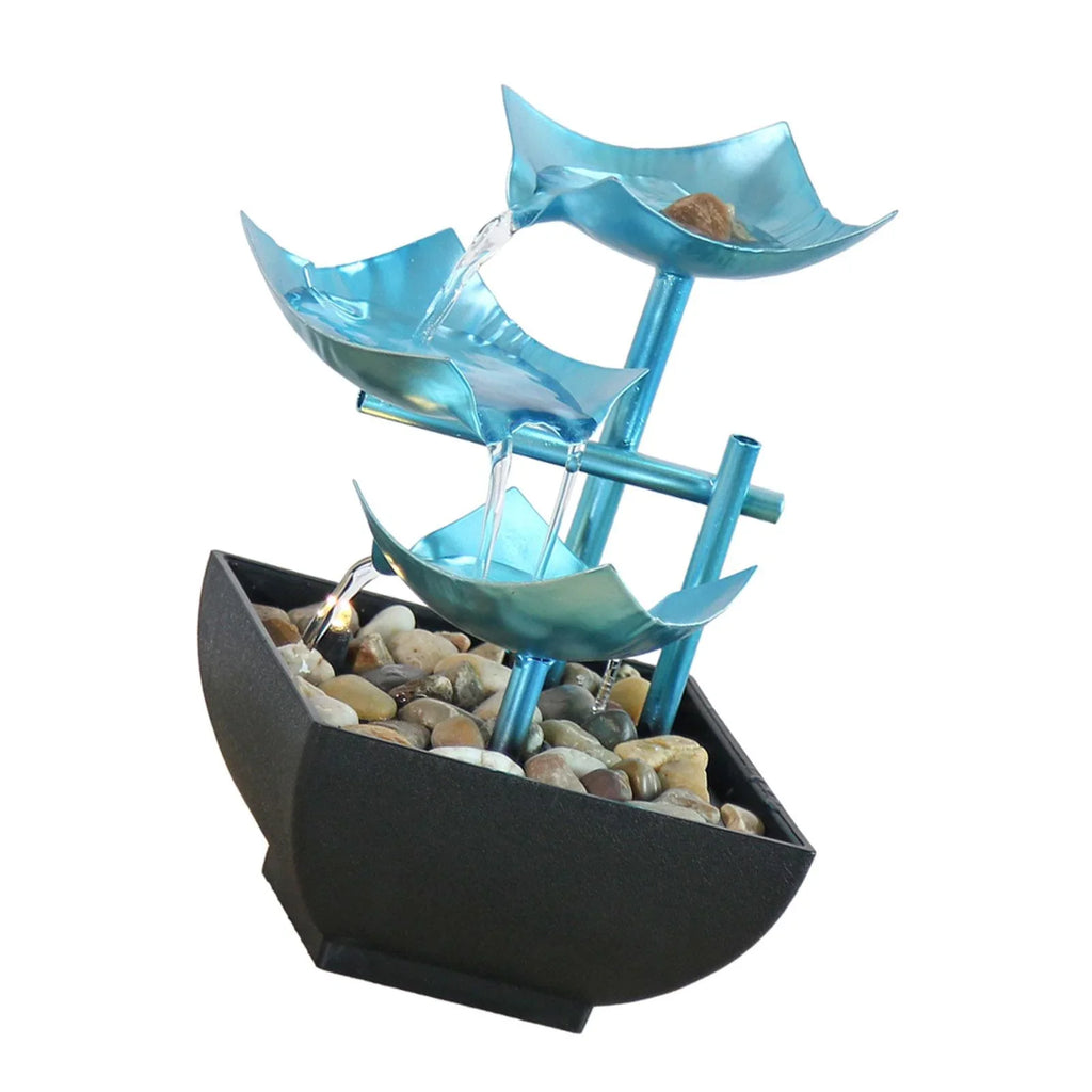Menolana Tabletop Fountain; Indoor Fluidfall Fountain Desk with Circular Flow with River Rocks for Home Living Room Garden