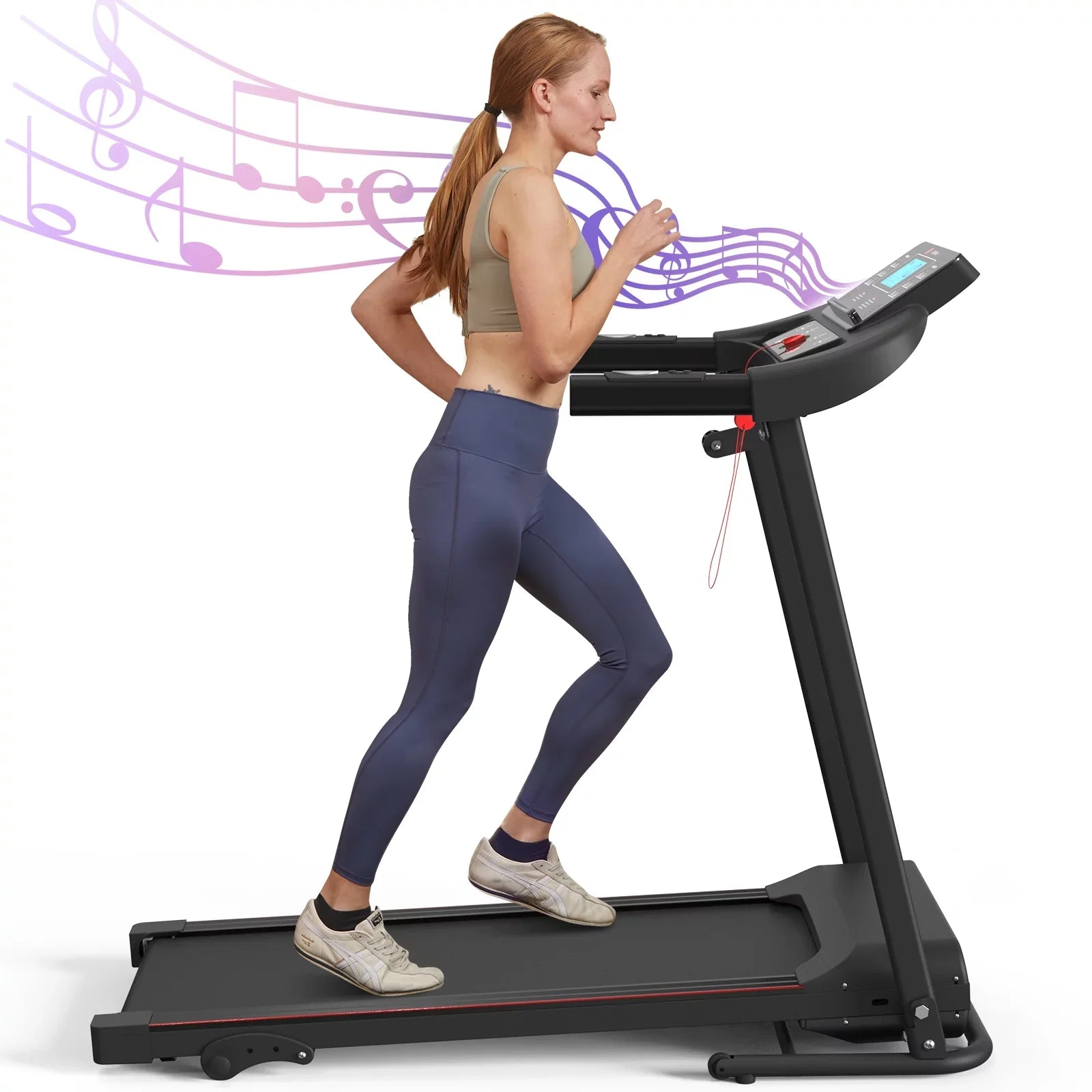 Relife Sports Foldable Treadmill with Incline 220lbs Walking Pad; 0.5-7.5mph; Black