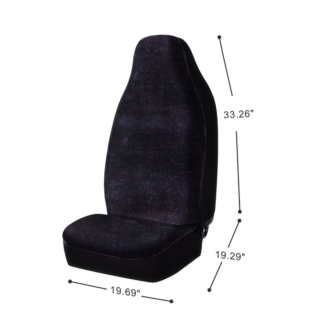 Auto Drive 2 Piece Car Seat Covers High Back Soft Faux Fur Polyester Black; Universal Fit; 2002SC101