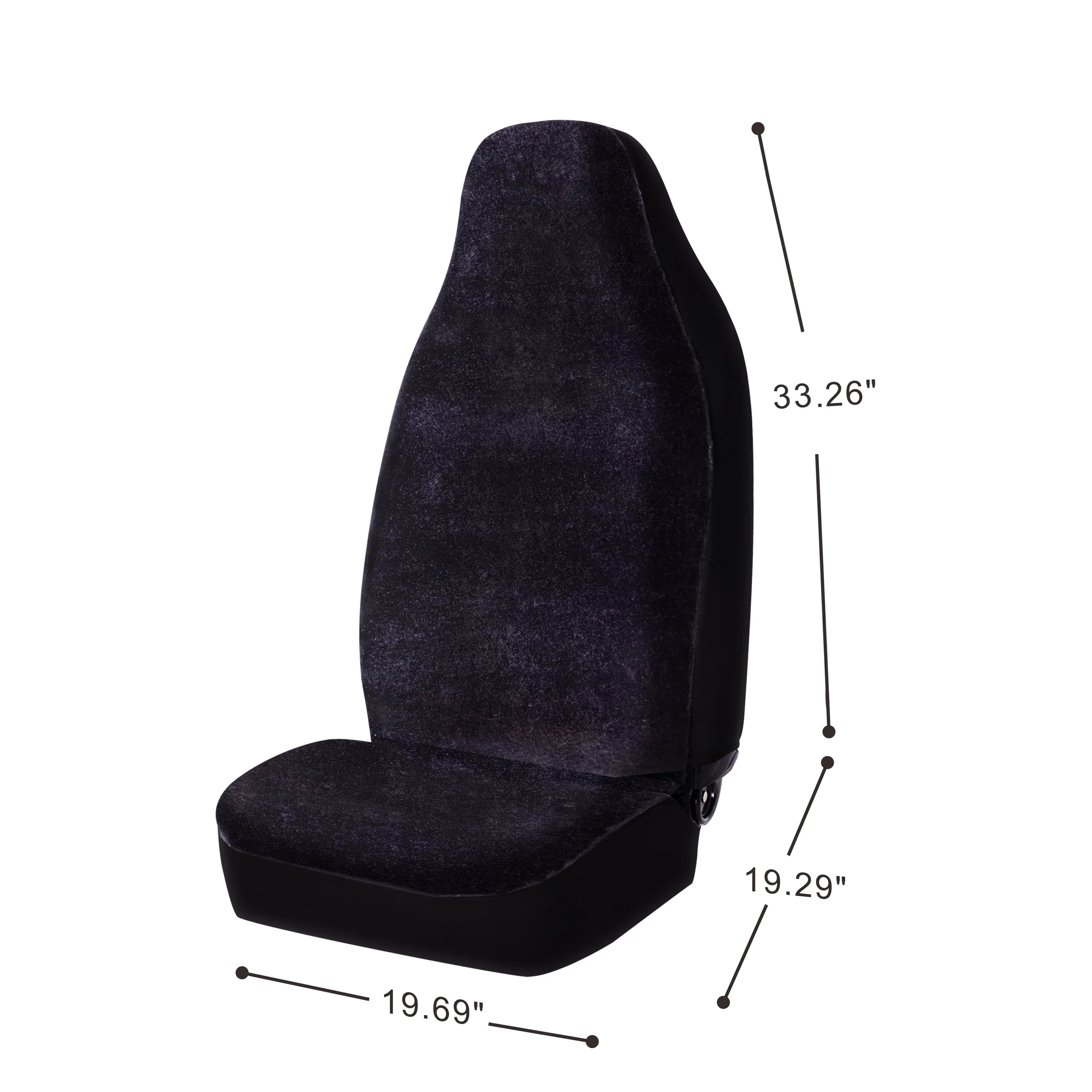Auto Drive 2 Piece Car Seat Covers High Back Soft Faux Fur Polyester Black; Universal Fit; 2002SC101