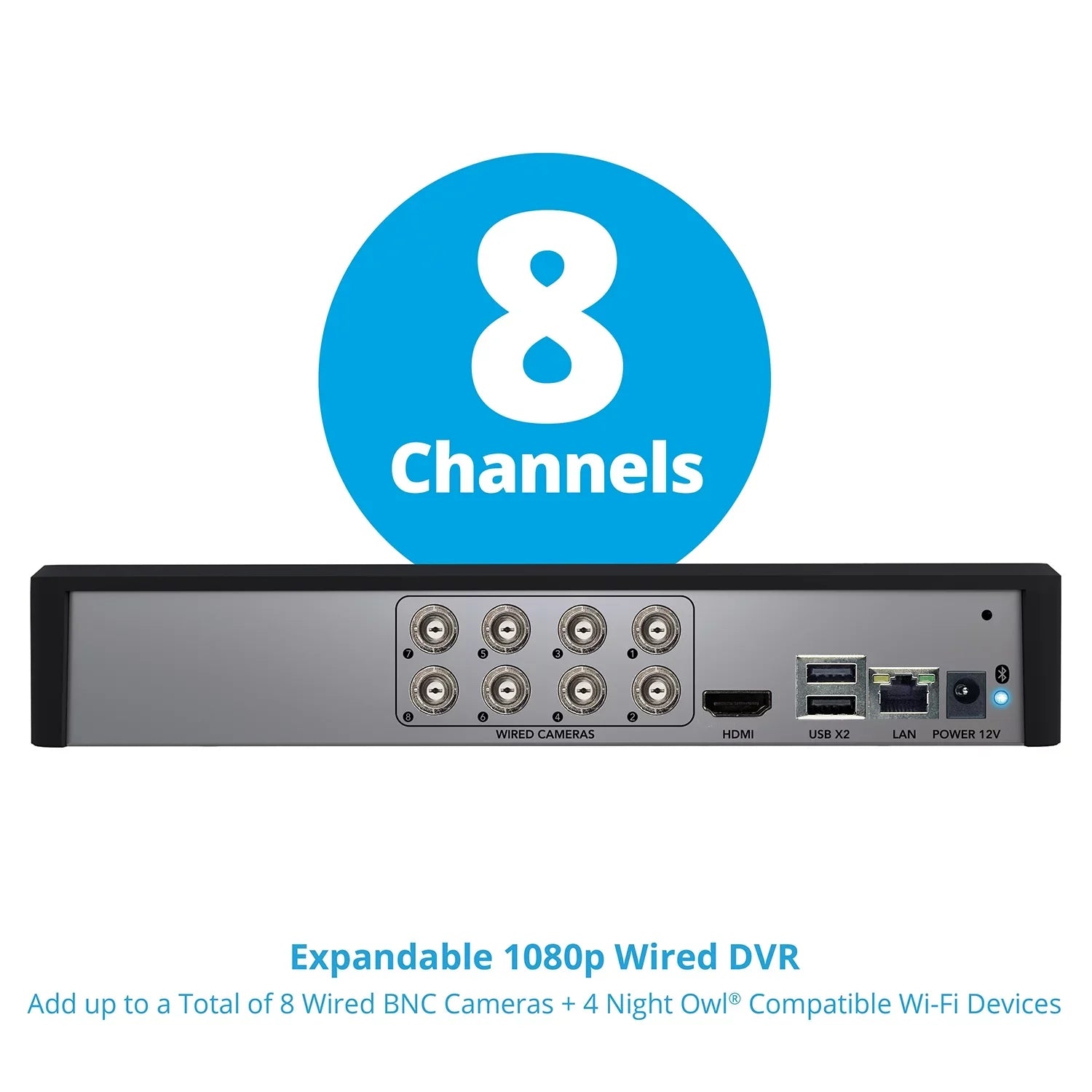 Night Owl Bluetooth 8 Channel DVR with 1TB Hard Drive; and 4 Wired 1080p HD Spotlight Security Cameras; Outdoor; HDMI Connector