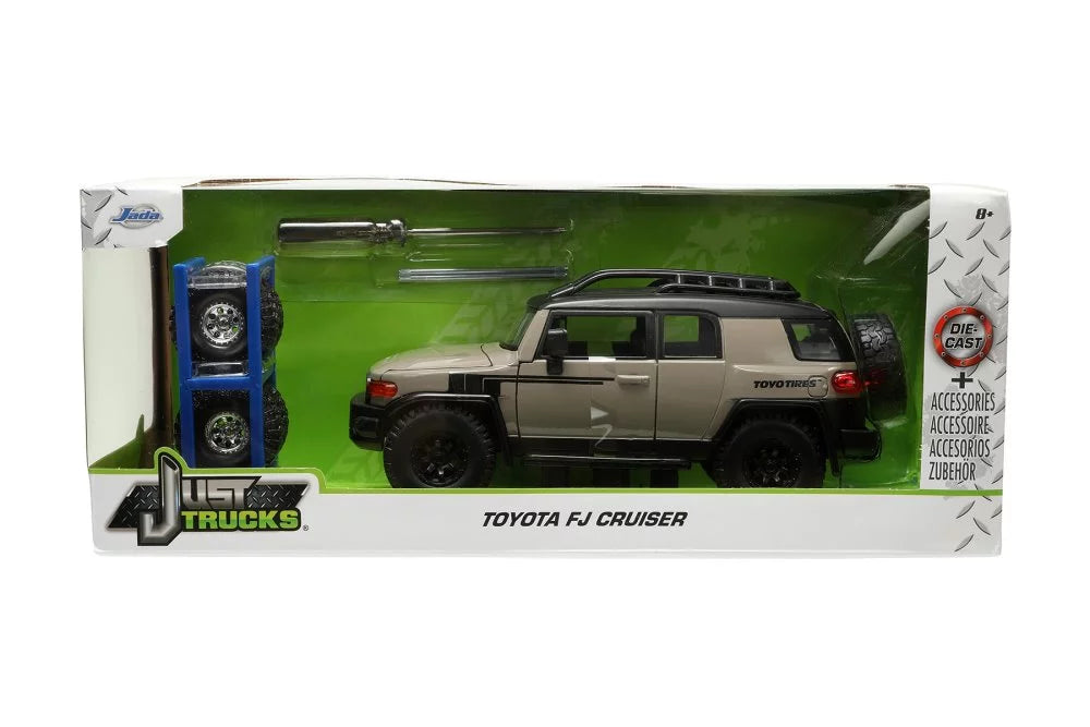 Toyota FJ Cruiser w/ Roof Rack and Extra Wheels; Beige - Jada Toys 34008 - 1/24 scale Diecast Car