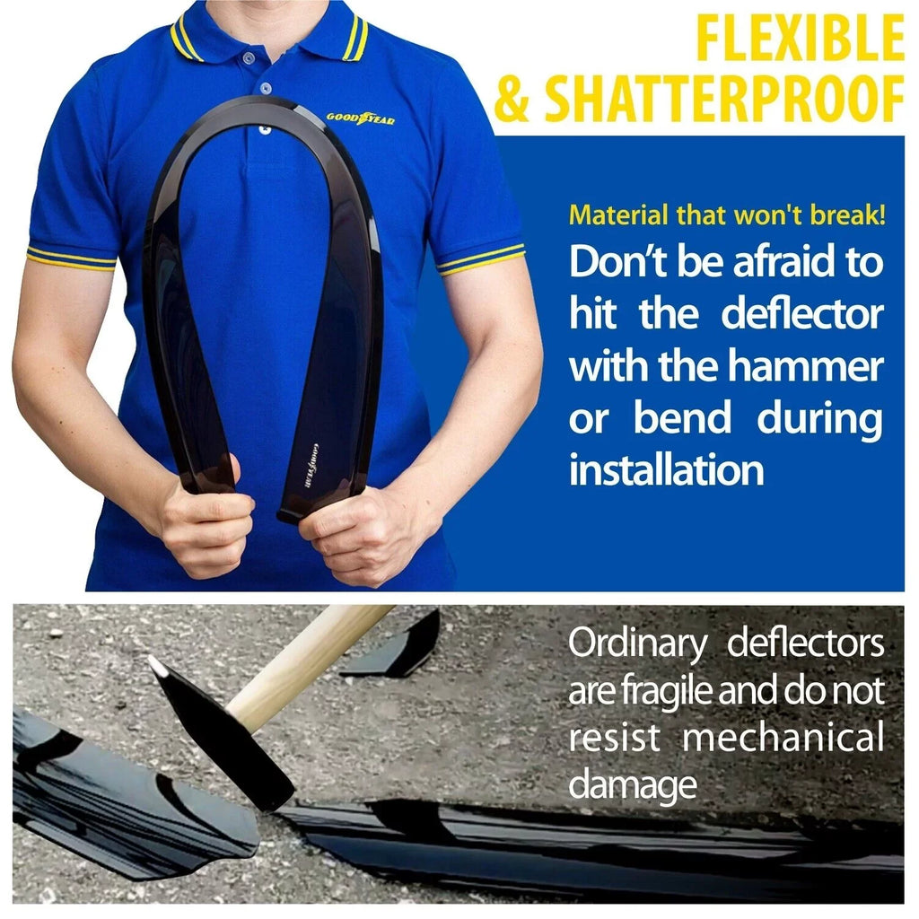 Goodyear Shatterproof in-Channel Window Deflectors for Ford Escape 2020-2024; Rain Guards; Window Visors for Cars; Vent Deflector; Car Accessories; 4 pcs - GY003472