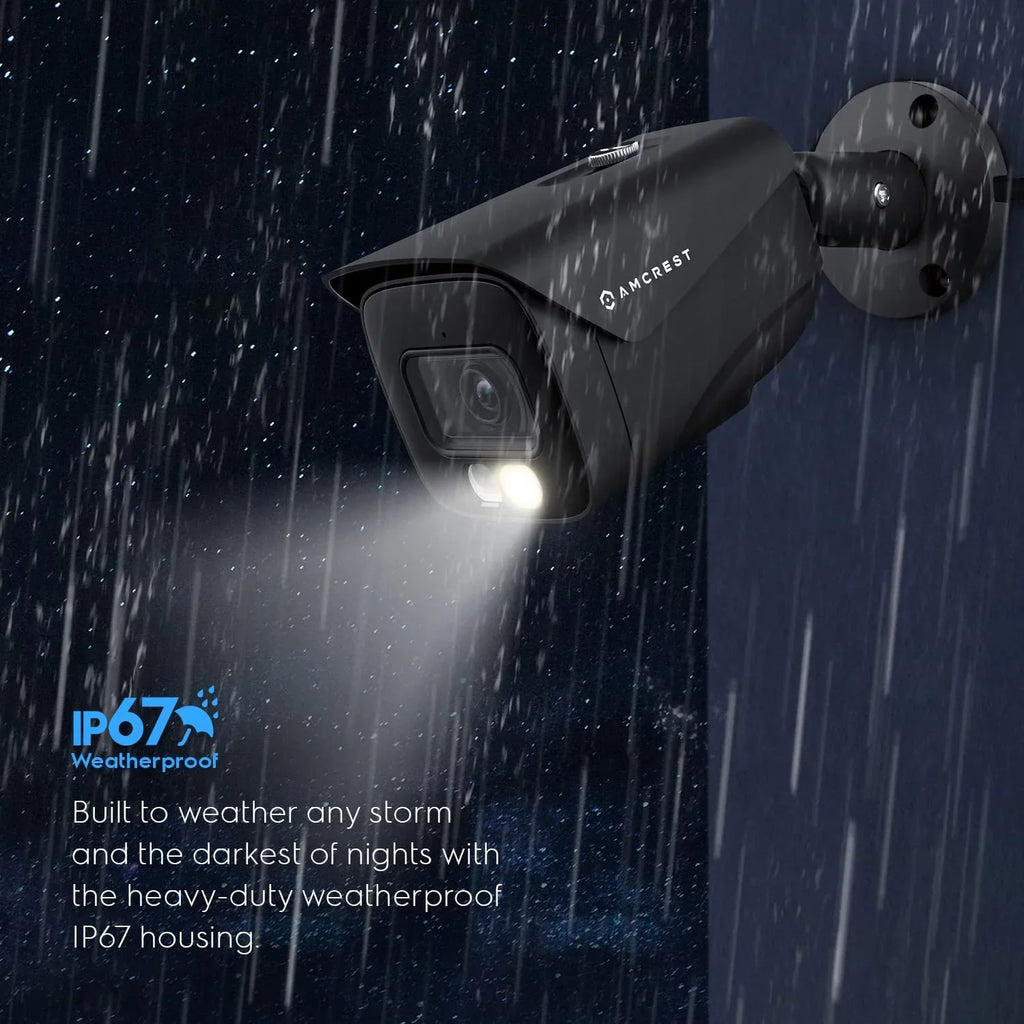 Amcrest 4K IP PoE AI Camera UltraHD 8MP Security Outdoor Camera; FOV 129°; 49ft Color Nightvision; Human & Vehicle Detection; IP67 Weatherproof; 4K (3840x2160) @15fps; Black; IP8M-2796EB-AI