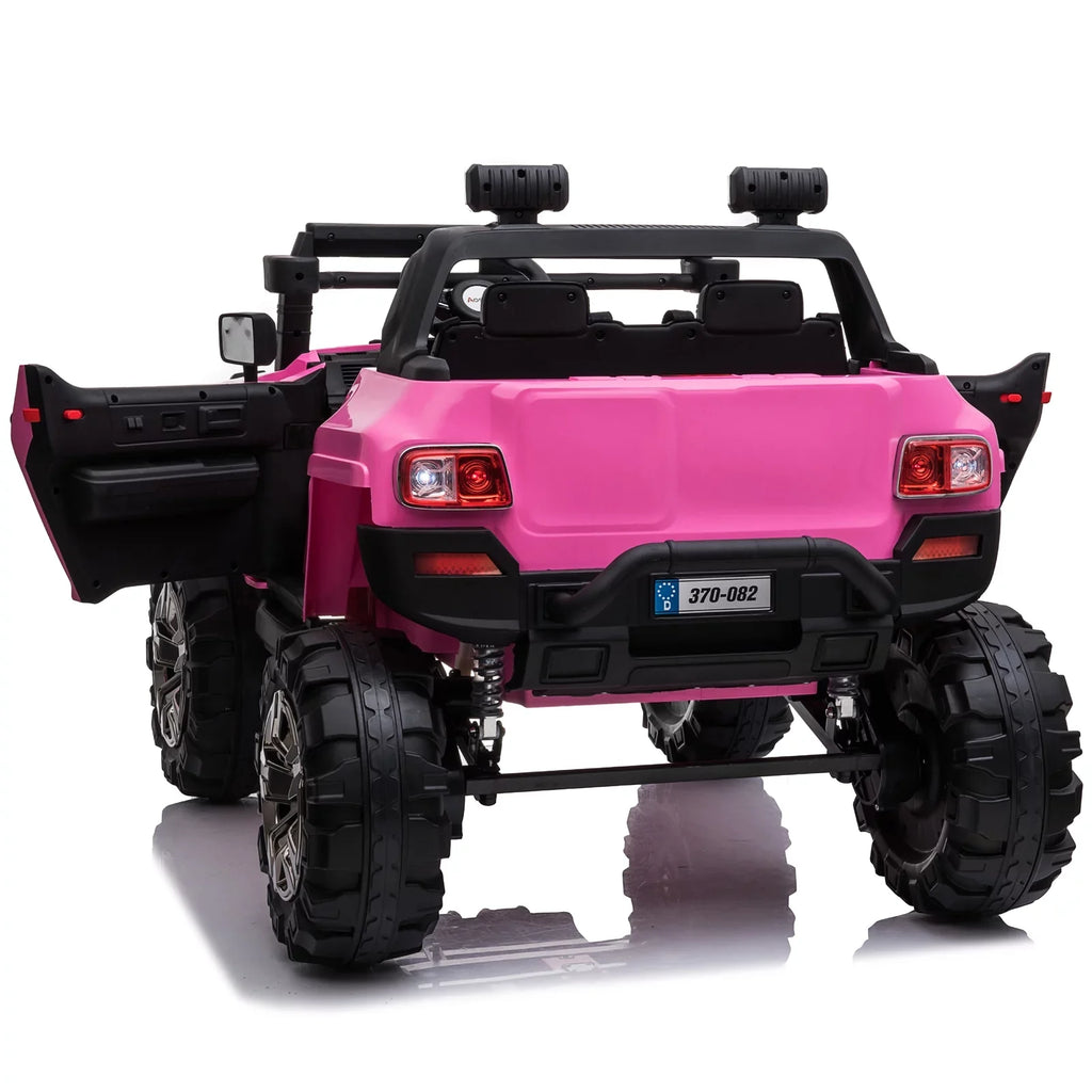 Aosom 12V Kids Current-activated 2-Seater Ride On Police Car SUV Truck Toy with Parental Remote Control; Pink