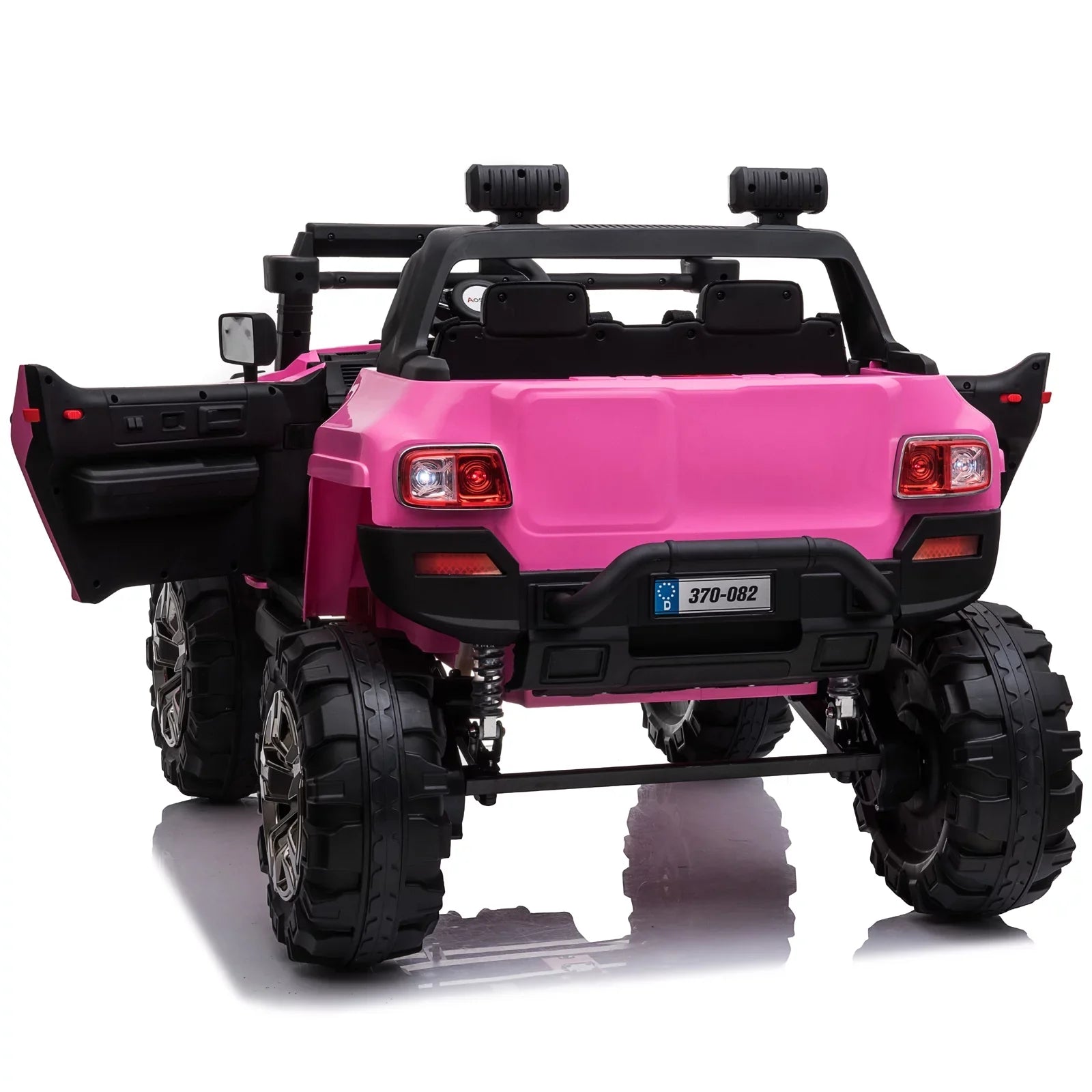 Aosom 12V Kids Current-activated 2-Seater Ride On Police Car SUV Truck Toy with Parental Remote Control; Pink