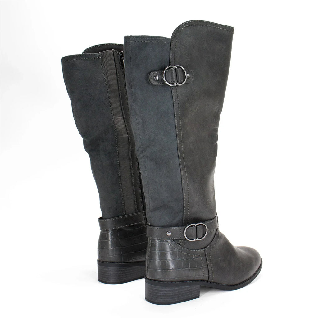 Karen Scott Women's Leandraa Extra Wide Calf Riding Boot; Grey;8 M US