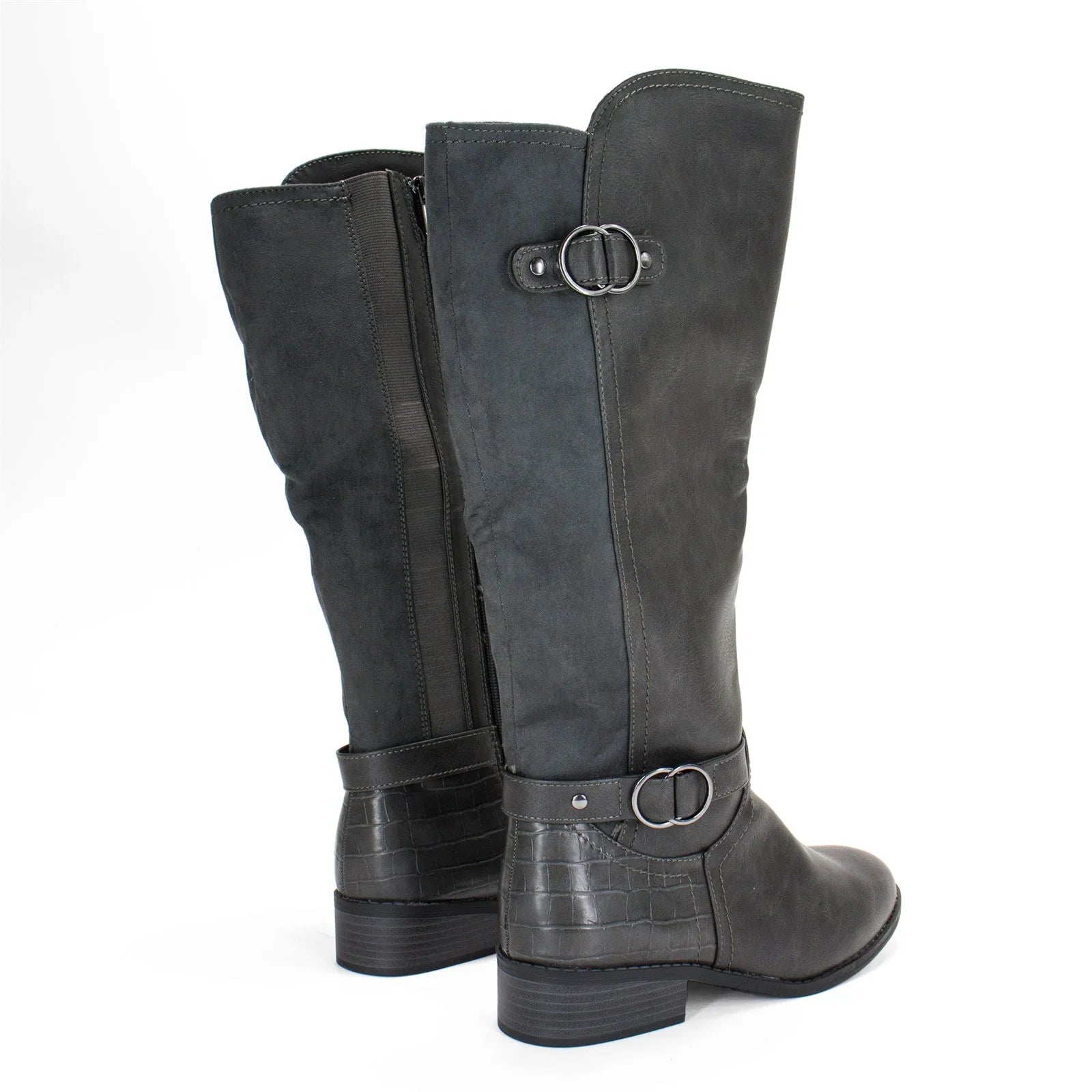 Karen Scott Women's Leandraa Extra Wide Calf Riding Boot; Grey;8 M US