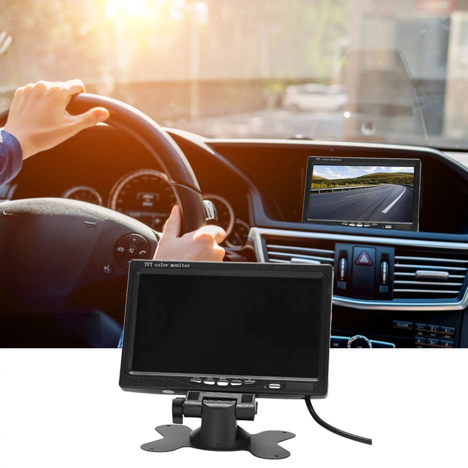 Aibecy 7 millimeter HD Monitor Display Screen TFT Car Screen Monitor HD 1024x600 Display AV Input Built-in Speaker For Trucks Bus RV Trailer Reverse Rear View Backup Camera