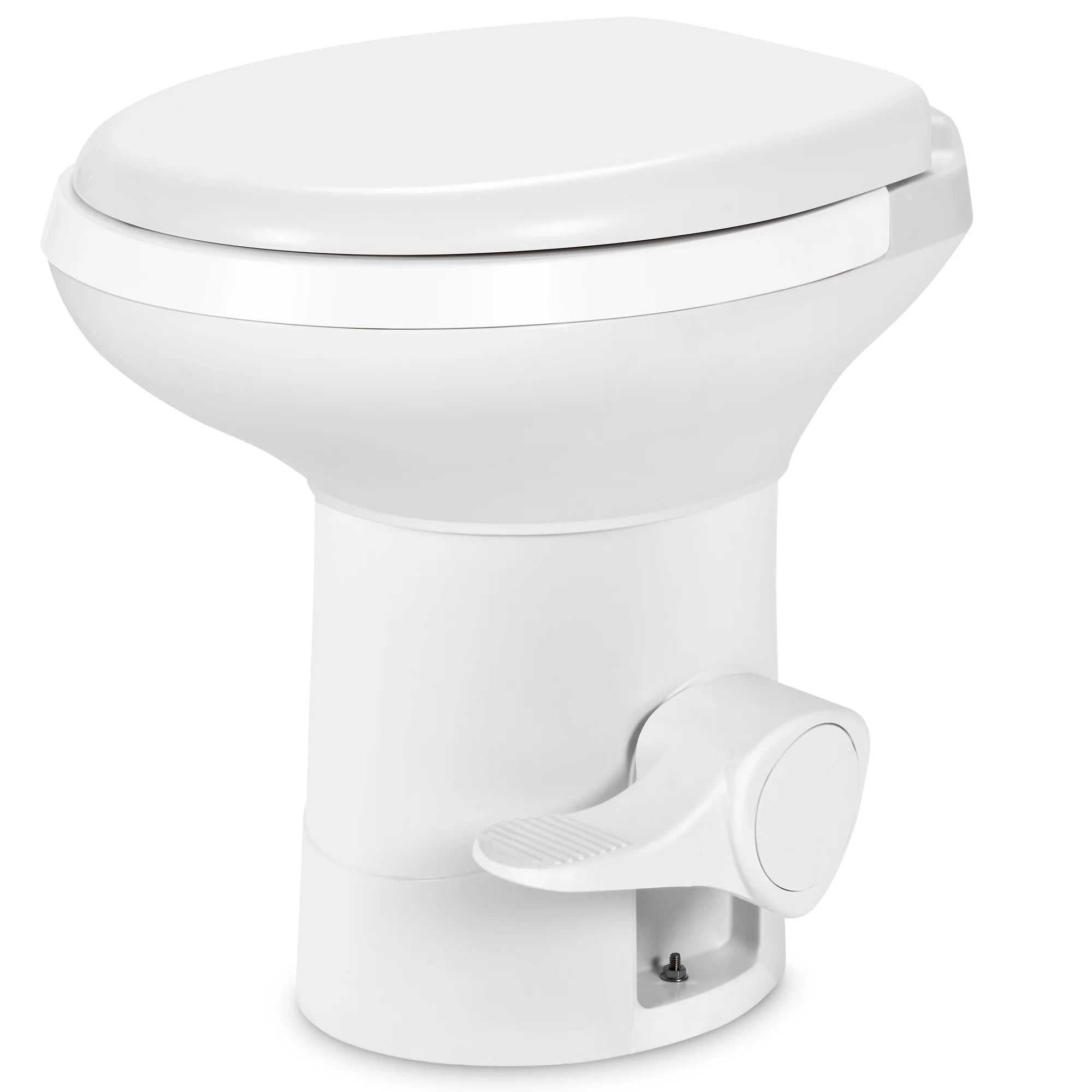 Dextrus Portable RV Toilet with Pedal Flush; Gravity Flush Toilet High Profile for Caravan Travel; Camping; Boating; White