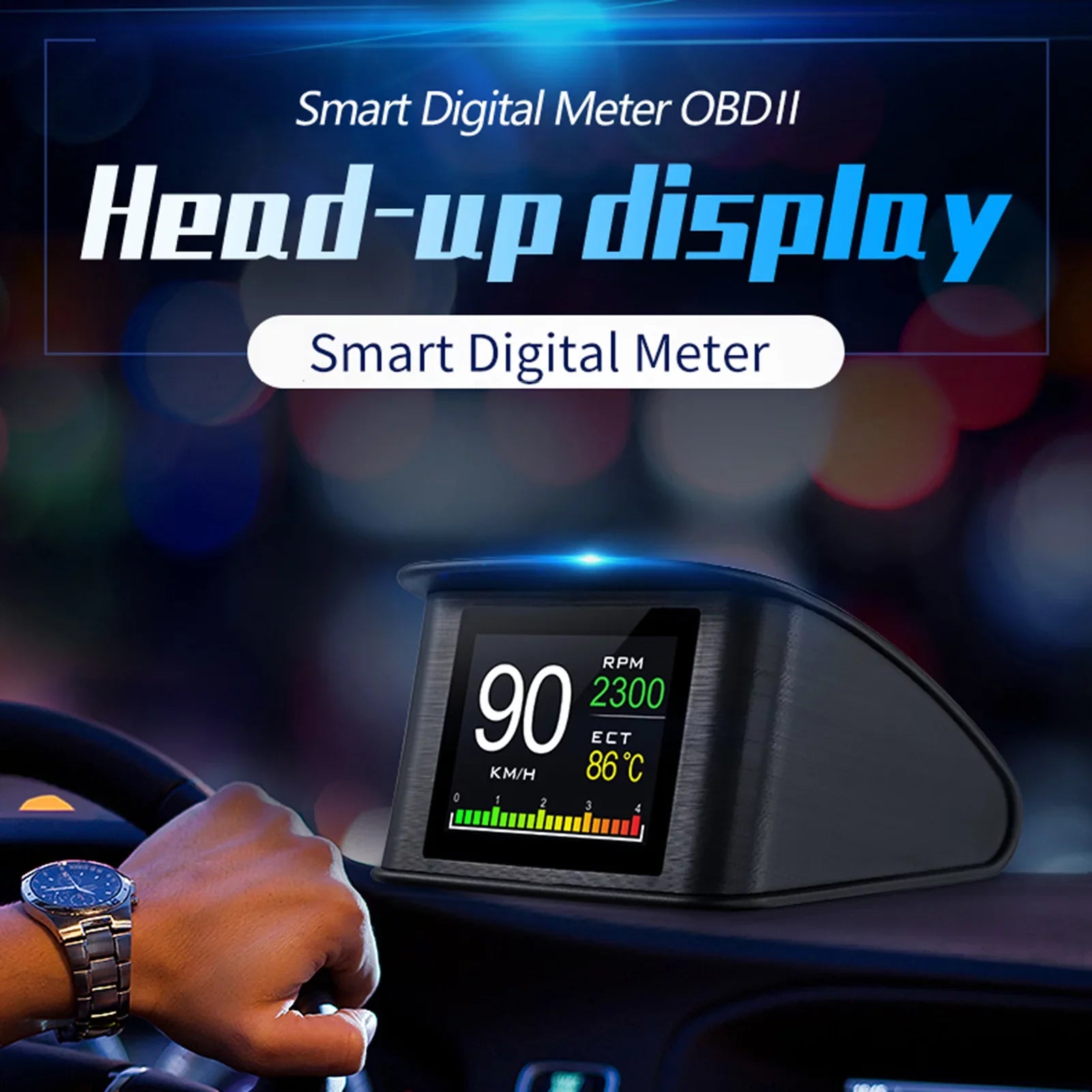 Apexeon Head Up Display， 2.2 cm Digital OBDII Speedometer; Displays Speed; Distance; Time