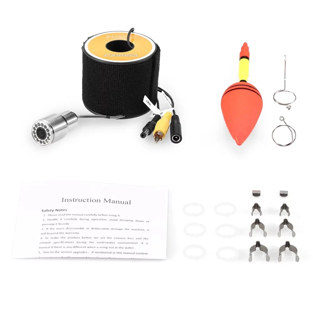 Tomshoo 1200TVL Underwater Fishing 12 LEDs Night Vision Fluidproof Fish Shape Boat Ice Fishing Accessories with 15m30m50m Cable