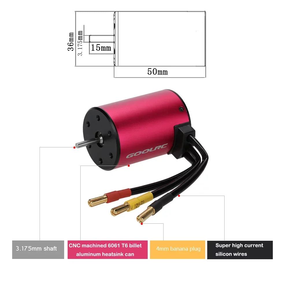 GoolRC ESC;Motor 1/10S3650 3100kv 4 Poles Motor Eryue Poles Motor 1/10 3100kv 4 Poles 3100kv Motor S3650 Car 3650 Motor Rookin Car Coolrc Motor