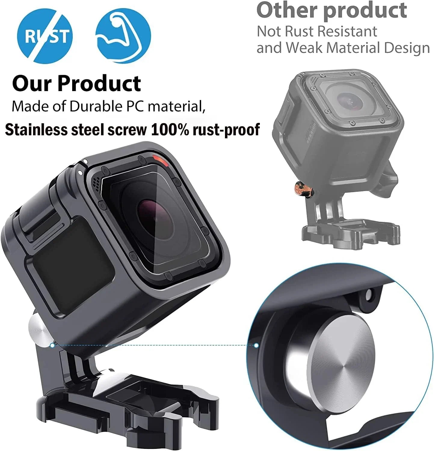 Frame Mount Housing Case for GoPro Hero 5 Session; Hero 4 Session; Upgrade Protective Housing Frame Shell Mount Holder