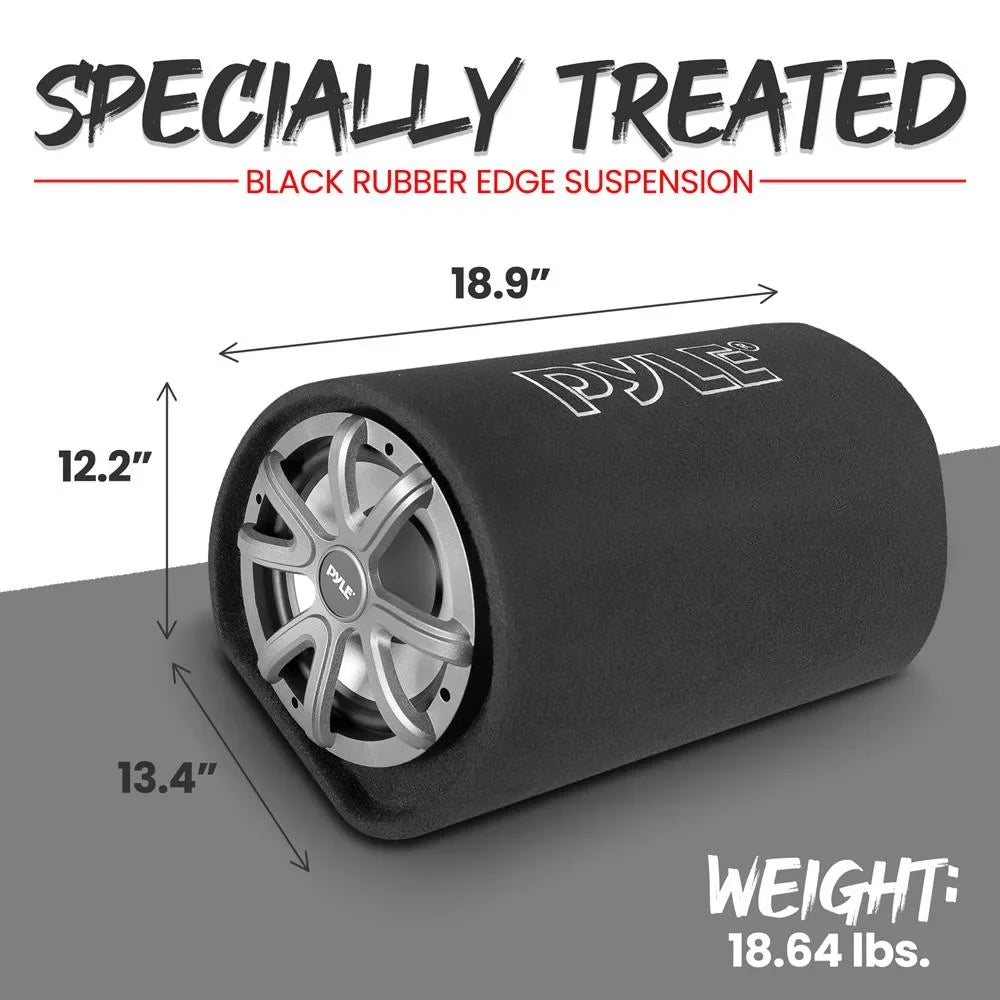 Pyle10-cm Carpeted Subwoofer Tube Speaker 500-Watt High Power Car Audio Sub Bass Enclosure System