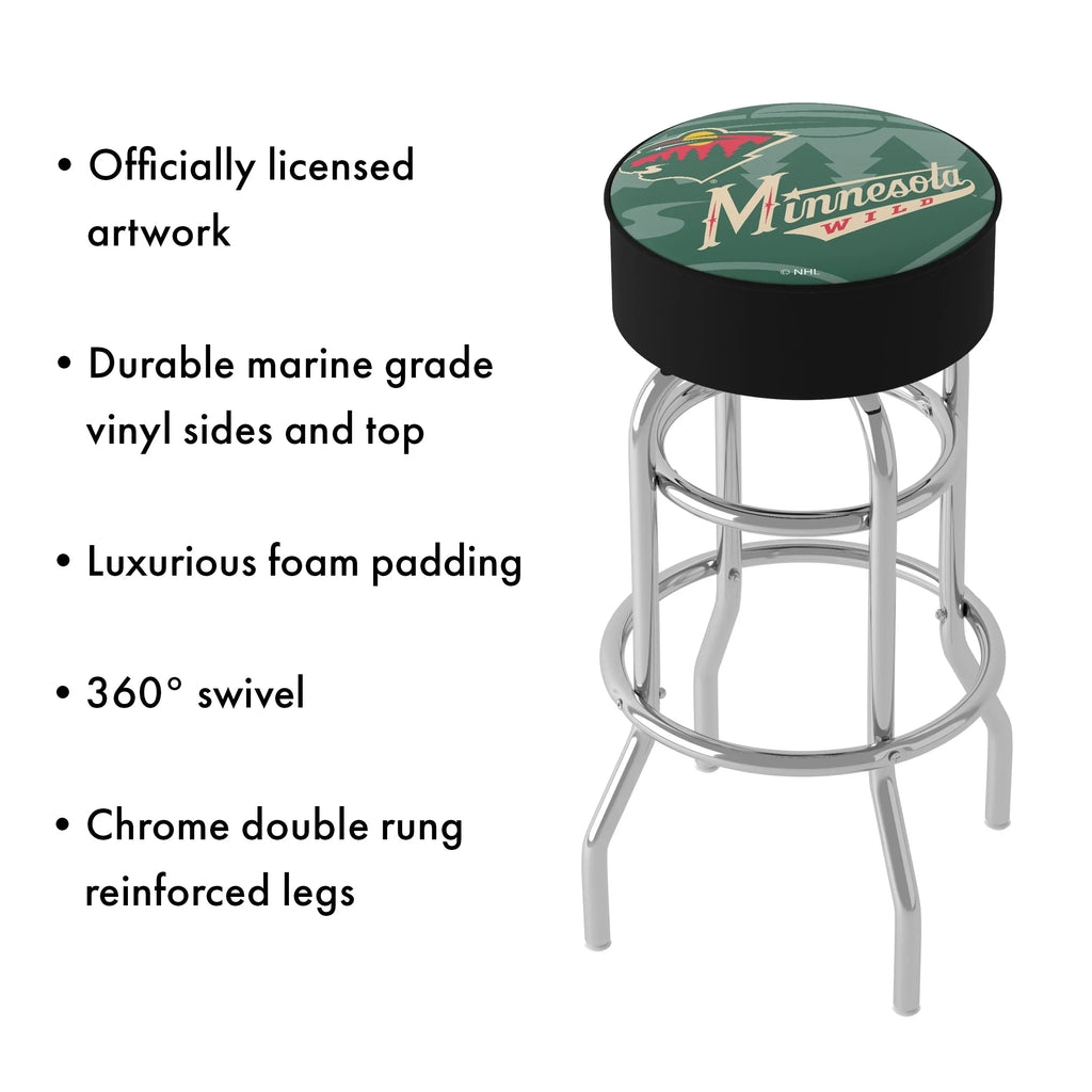 Trademark Gameroom Minnesota Wild Fluidmark Bar Stool with Padded Seat