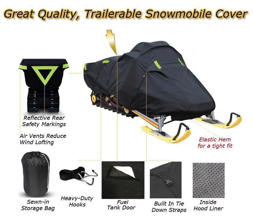 Snow Cover Compatible for 2008-2008 Ski Doo Bombardier snowmobile model GSX LIMITED 600 HO SDI; Trailerable 600 Denier Snow Apparatus Sled Gear