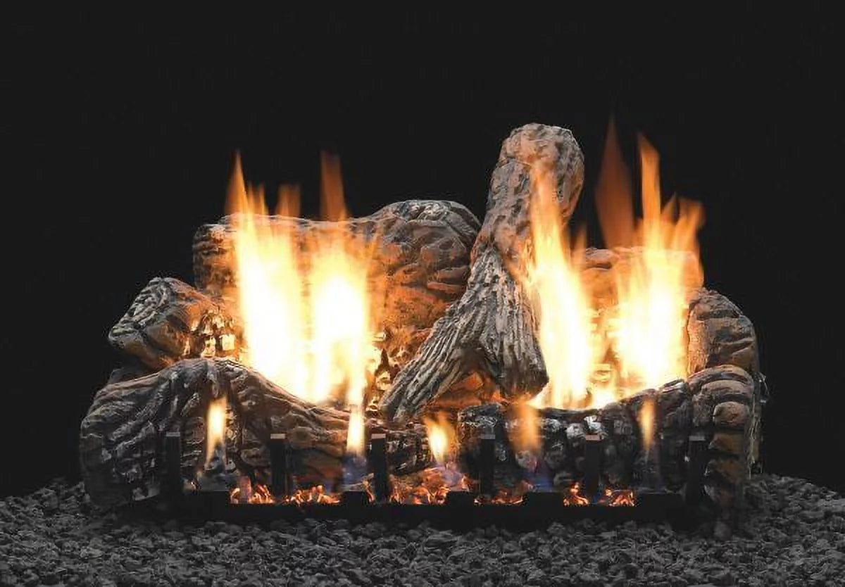 16" Charred Oak Logset with MV VF/V Slope Glaze Burner; LP