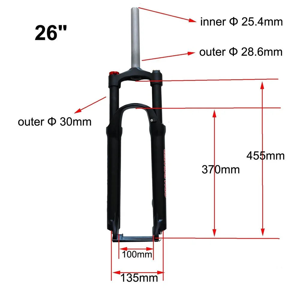 CDH 26" MTB Bicycle Suspension Fork & Headset; Manual Lockout Aluminum Bike Fork