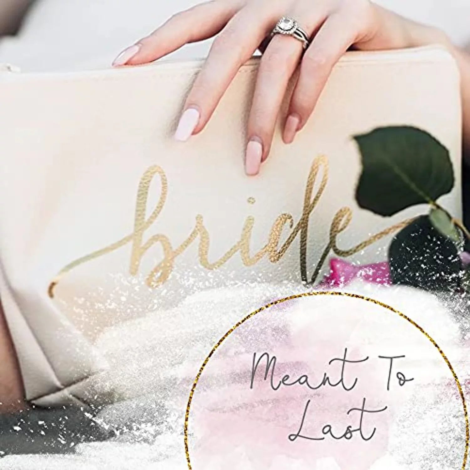 11 Piece Set of Cream Beige Faux Leather Bride and Bridal Party Leather Makeup Bags for Bachelorette Parties; Weddings; and Bridal Showers