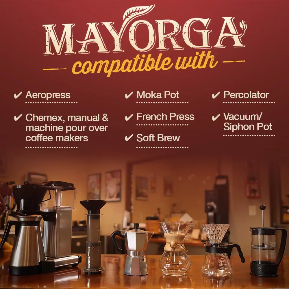 Mayorga Intense Dark Roast Coffee; 2 lb bag - Muy Macho Blend; the World's Strongest Organic Coffee - 100% Arabica Whole Coffee Beans - Bold Flavor - Specialty Grade; Non-GMO; Direct Trade Muy Macho 2 Pound (Pack of 1)