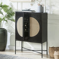 BESTCOSTY Wine Cabinet Locker Wine Rack; Metal & Wood Black Finish