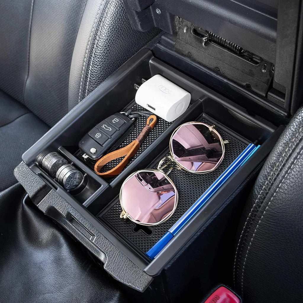 JDMCAR Center Console Tray Organizer Compatible with Toyota Tacoma Accessories 2016-2022 2023; Armrest Insert Container ABS Material Secondary Storage Box