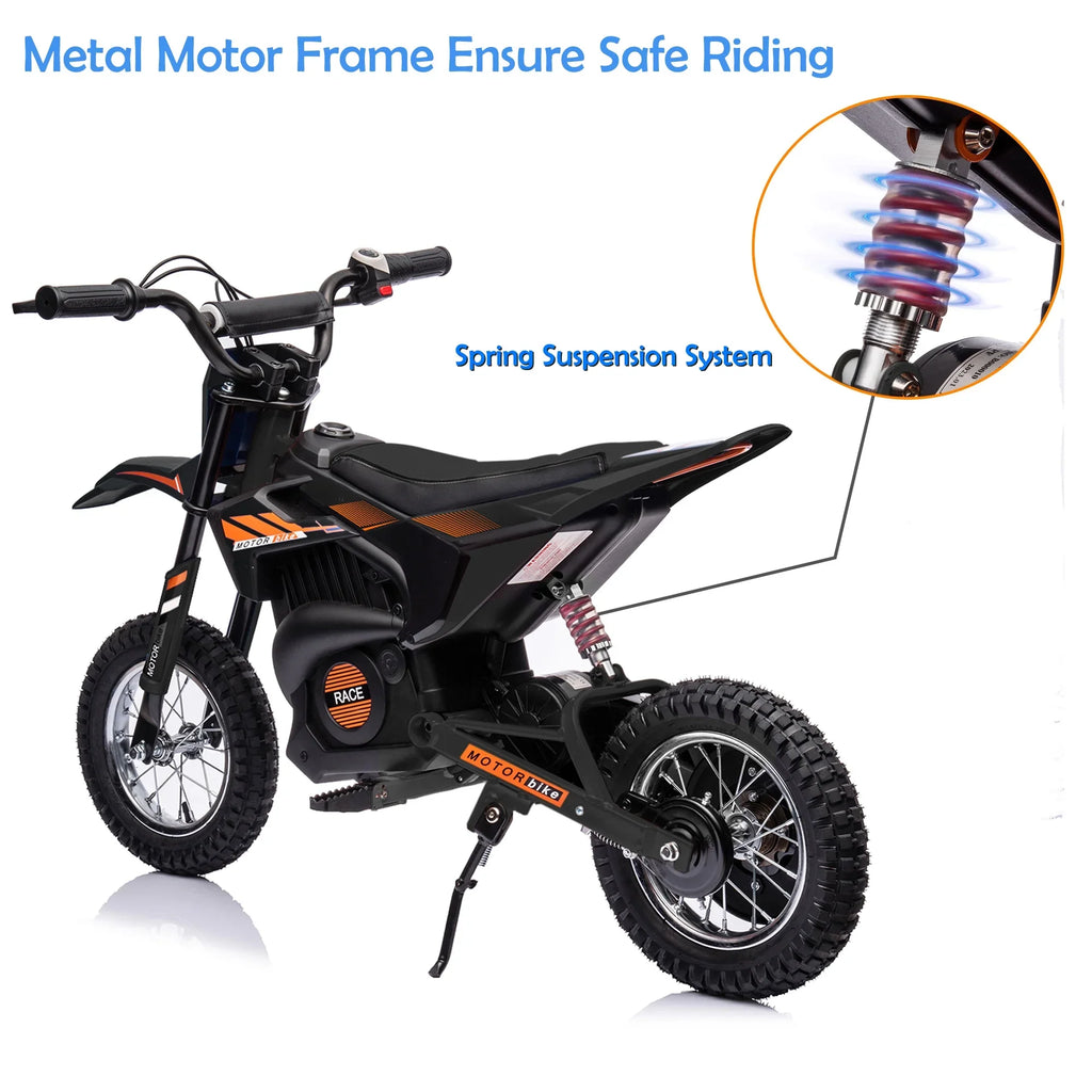 JoyWheels 24V Current-activated Child Dirt Bike; Toy Motorcycle Boys Motor Bike; Ages 13 Years +; 13mph; Black