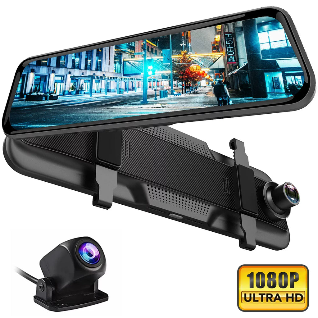 10" Touch Screen Mirror Dash Camera; 1080P Dual Dash Cam Kit Front and Rear View; Backup Camera for Cars; Super Night Vision; Motion Detection;Reversing Assistance; Loop Recording