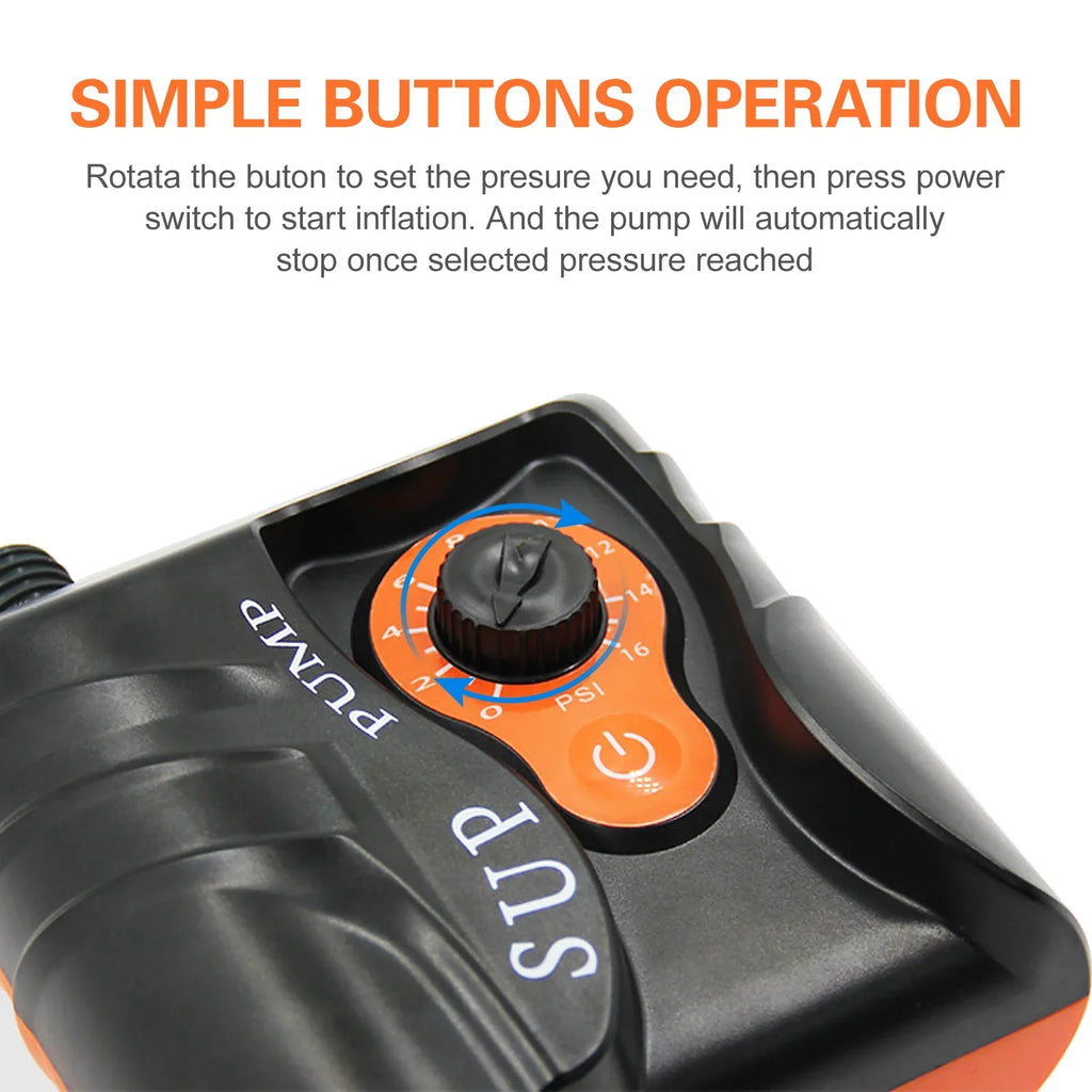 EasytoUse 16 PSI Powered Air Pump with 6 Nozzles for Inflatables and Boats; Edition