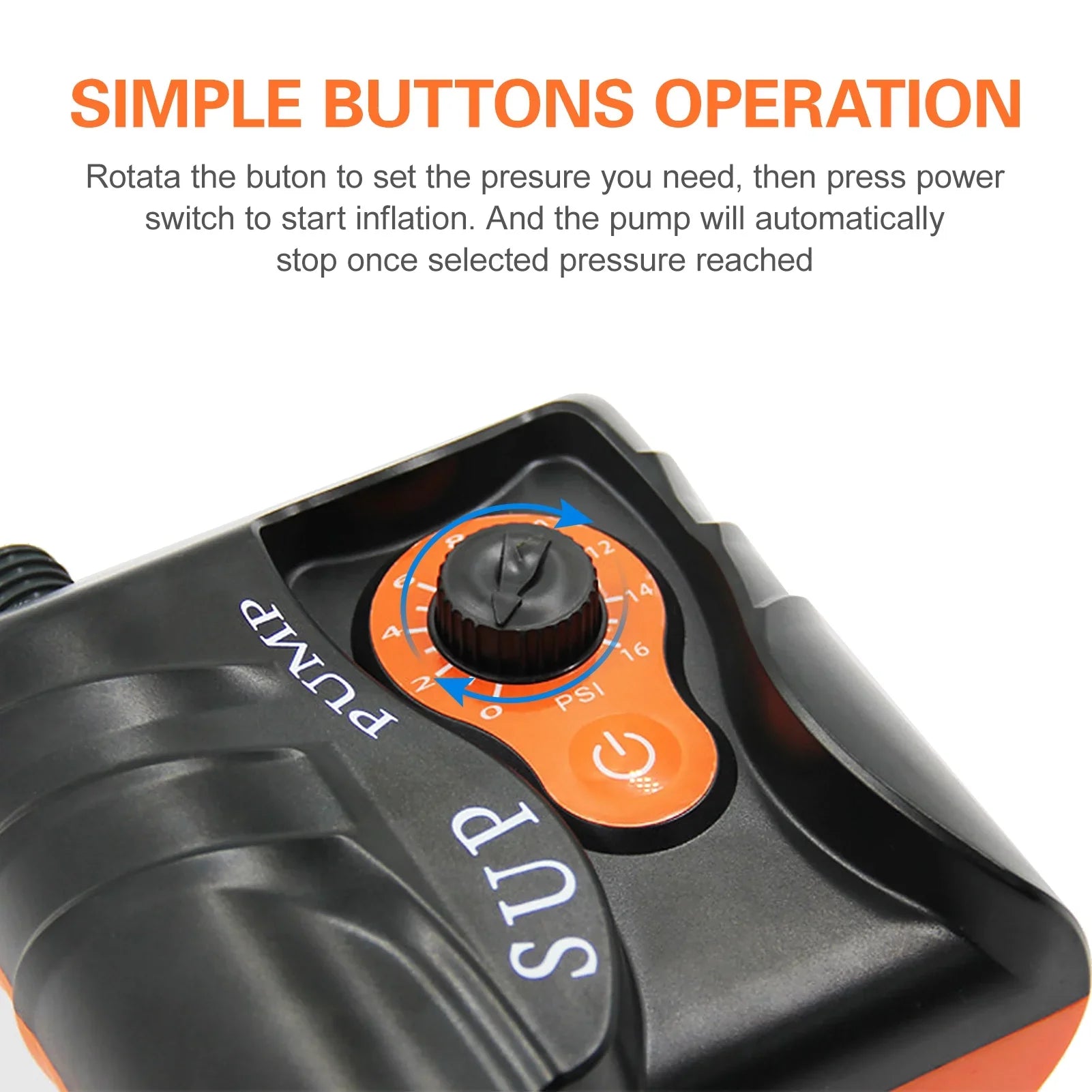EasytoUse 16 PSI Powered Air Pump with 6 Nozzles for Inflatables and Boats; Edition