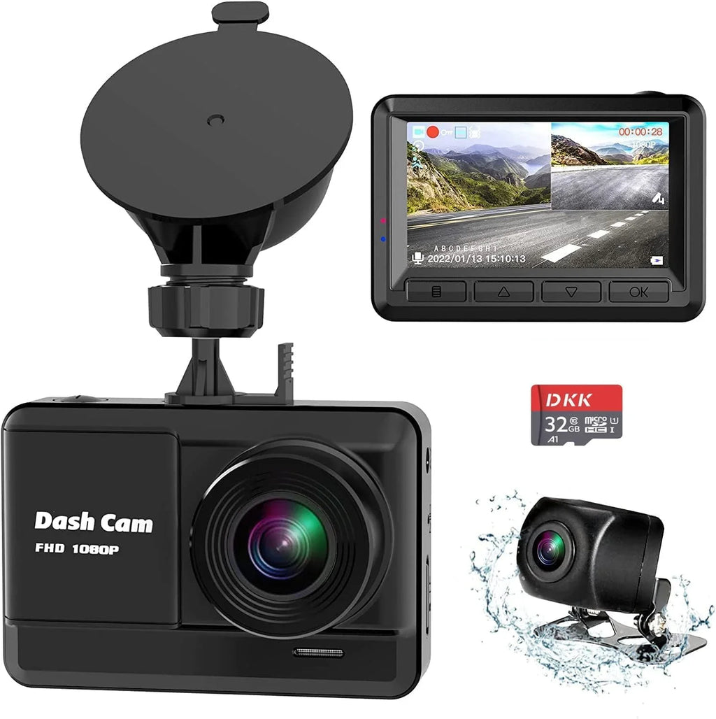 Dash Cam Front and Rear; Mini Dash Cam 1080P Full HD with 32GB SD Card; 2.45 inch IPS Screen; 2 Mounting Ways; Night Vision; WDR; Accident Lock; Loop Recording; Parking Monitor Car;Motorcyle;Balls