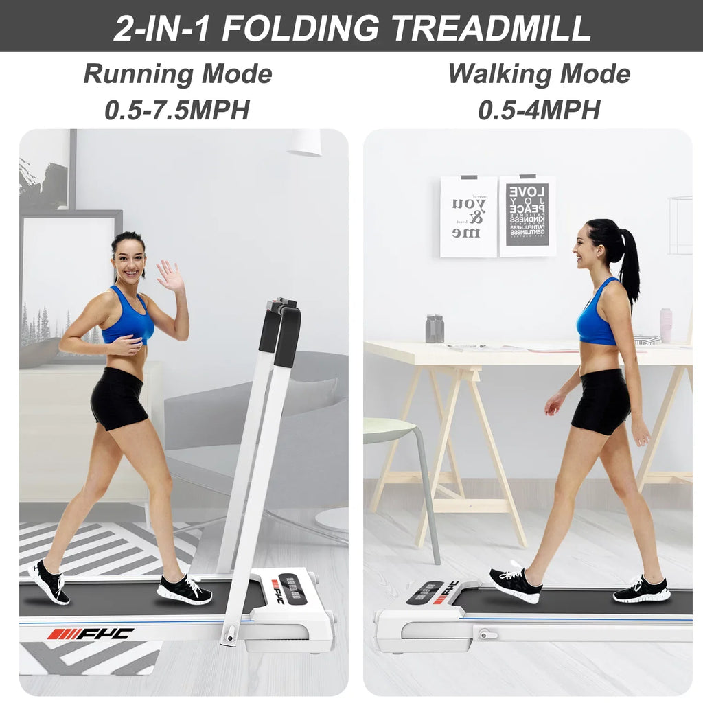 ikayaa FYC 2 in 1 Under Desk Treadmill - 2.5 HP Folding Treadmill for Home; Installation-Free Foldable Treadmill Compact Powered Running Device; Remote Control & LED Display Walking Running Joggi