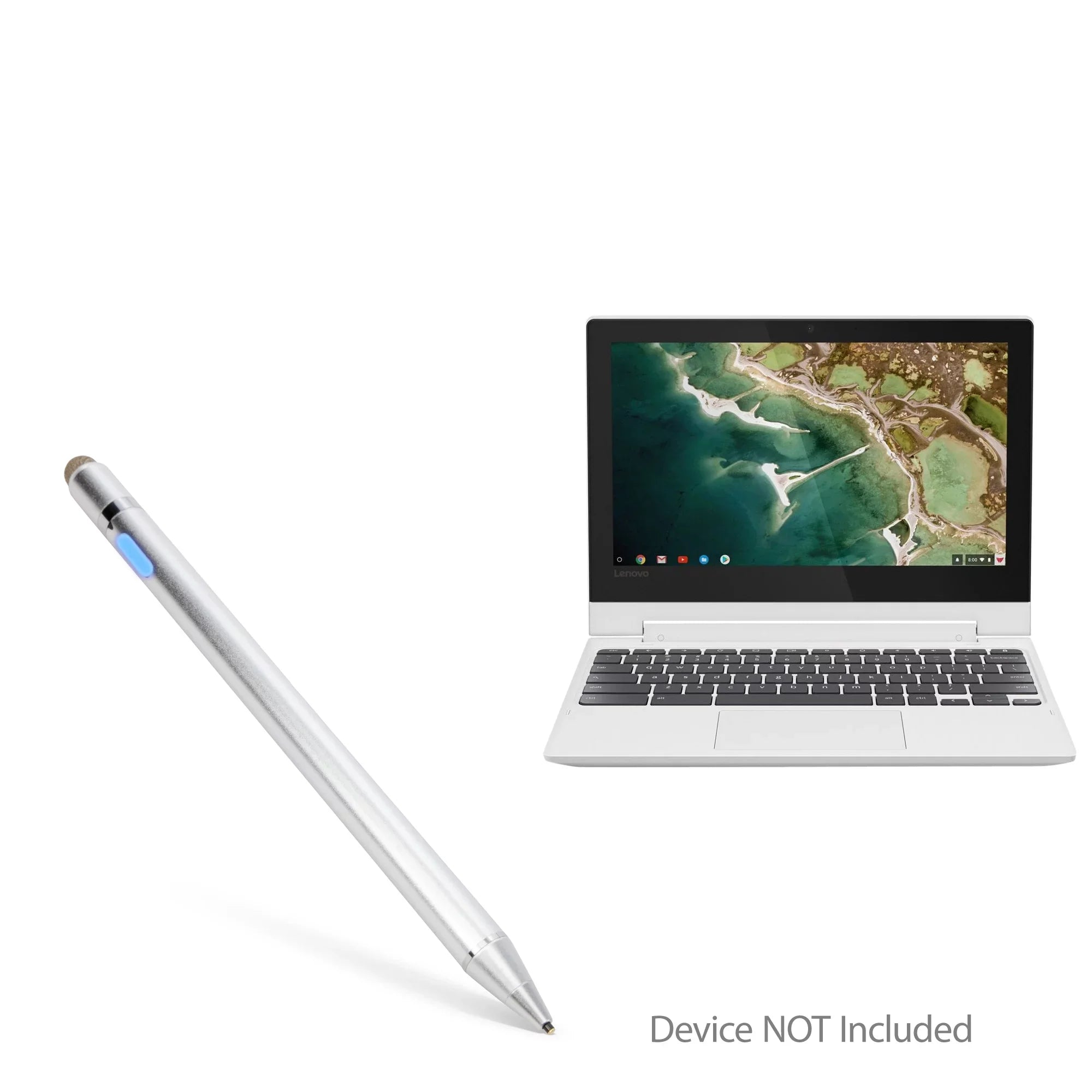 Lenovo C330 Convertible 2-in-1 Chromebook (11.6") Stylus Pen; BoxWave [AccuPoint Active Stylus] Electronic Stylus with Ultra Fine Tip - Metallic Silver