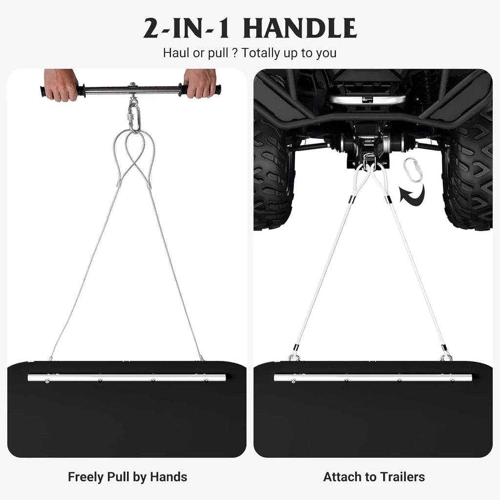 ERAMENT 47" x 90" Heavy Duty Yard Sled; 1/8 cm Thickened HDPE Yard Drag Mat with Pull Cable and Bar for Commercial; Farm; Heavy Home; Hauling Debris; Construction Materials; Logs and Hunting Trophy